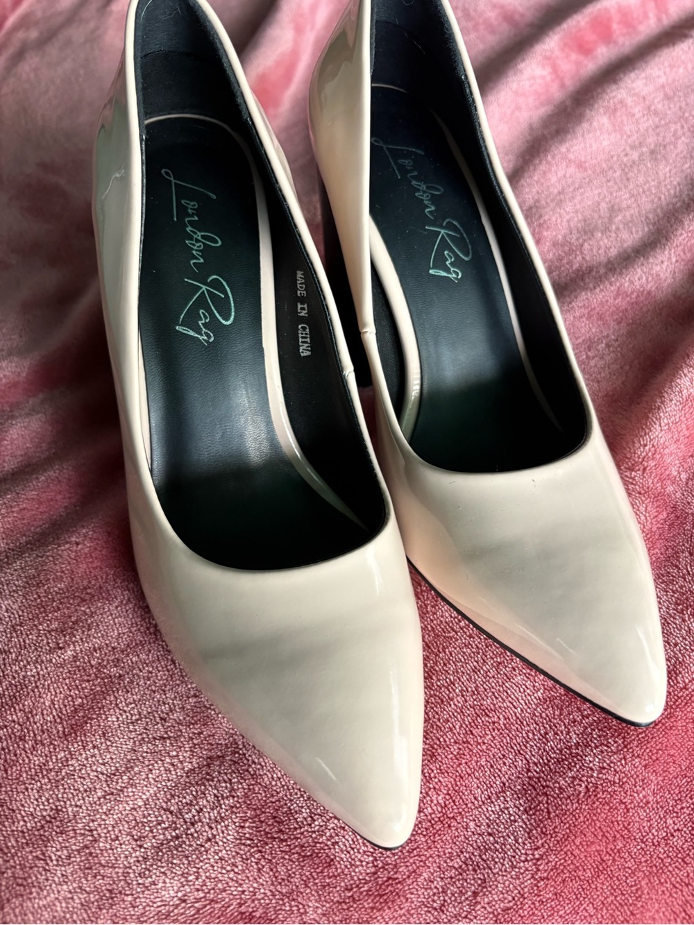 London Rag Patent Pointed-Toe Pumps in Cream